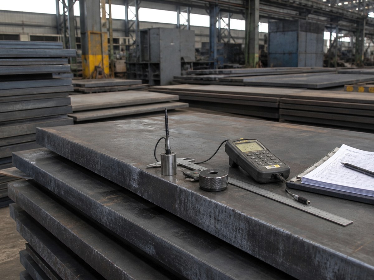 Steel plate inspection and marking in workshop