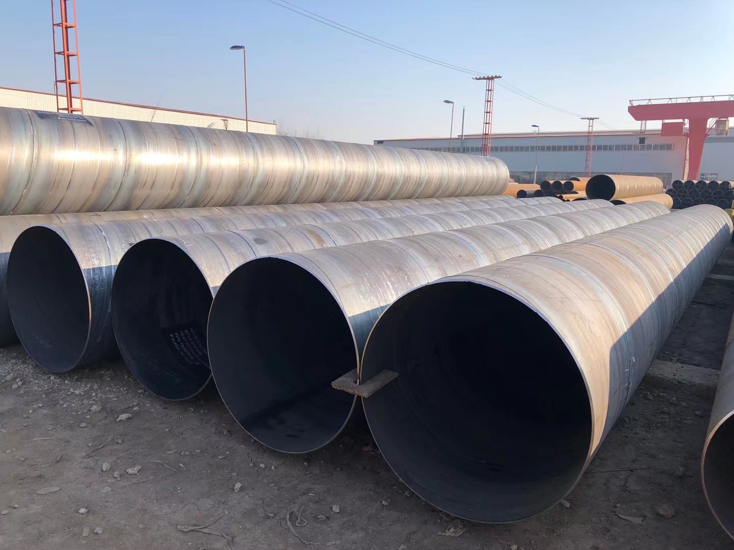 Large diameter steel line pipe yard