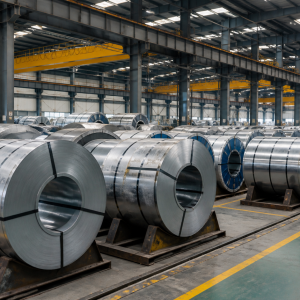 Organized steel coil warehouse for export supply